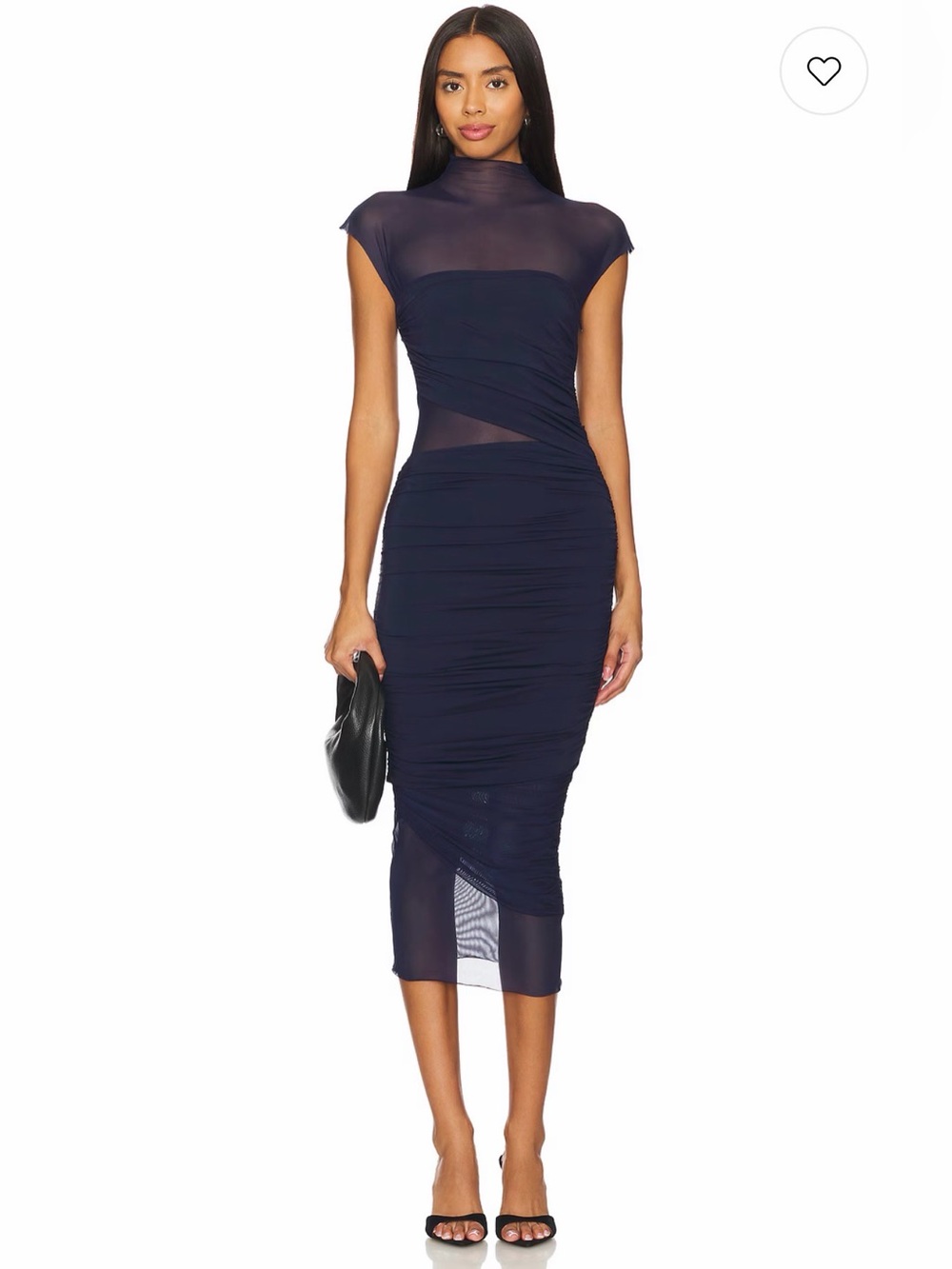 Tabitha Mesh Ruched Midi Dress in Sapphire